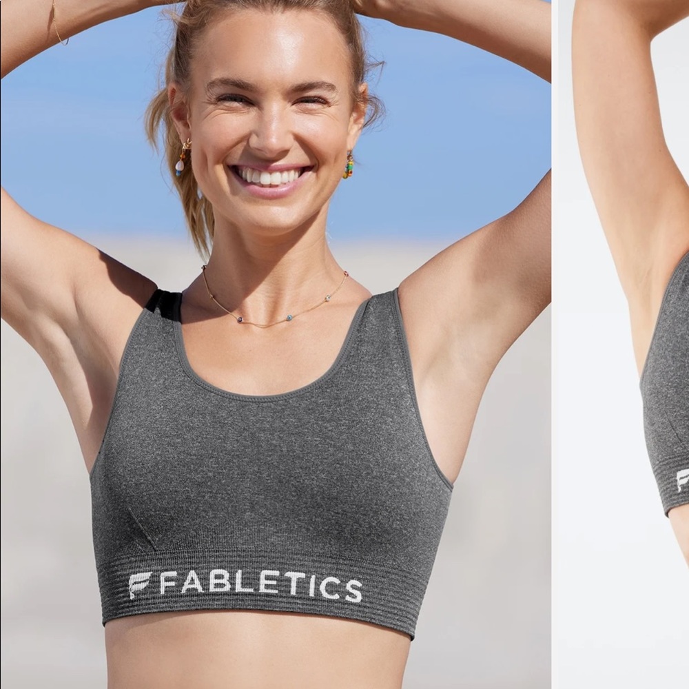 NWT Fabletics Grey Luciano Seamless Sports Bra